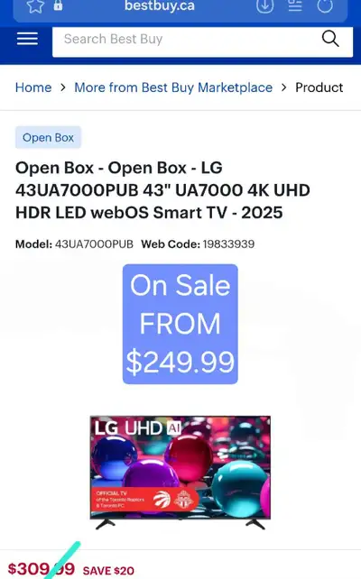 2025 MODEL - LG 43-Inch UA7500 4K Smart TV ON SALE, View more