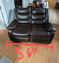 2 seater brown Recliner - 8/10 condition