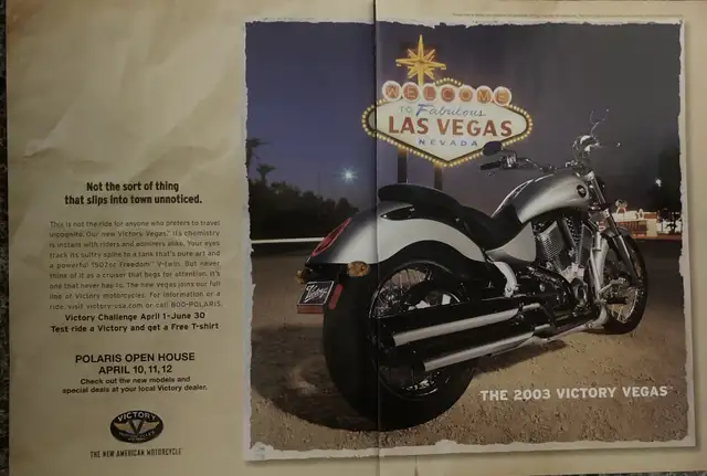2003 Victory Vegas Original 2 Pg Ad in Arts & Collectibles in North Bay - Image 2