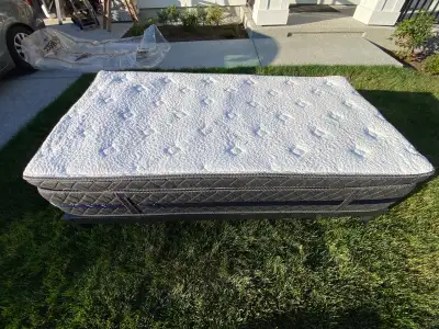 Logan & Cove Hybrid Single Mattress + Zinus Black Metal Frame, View more