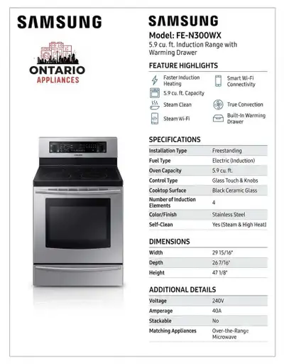 Samsung 30" Induction HybridRange, View more