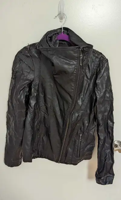 Distressed Black Leather Jacket - Women's Medium  (Hallowe, View more