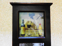 LARGE WOODEN  WINE BAR MIRROR WITH 3D INCASED DISPLAY