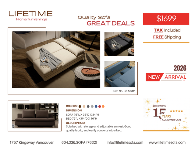 CONDO SIZE -Sofa bed with multiple back positions in Couches & Futons in Vancouver - Image 6