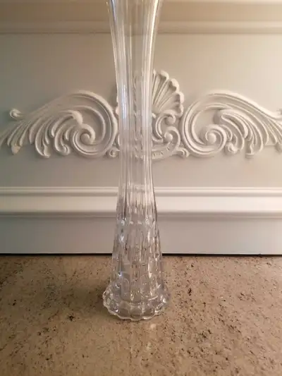 Tall Antique Fluted Glass Vase, View more
