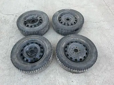 I'm selling a set of four 205/55/R16 winter tires mounted on steel rims, perfect for providing relia...