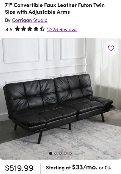 sofa futon convertible to bed, View more