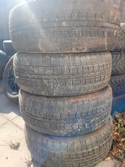 I'm selling a set of four used tires, size 205/55R16, with steel rims. These tires would be perfect...