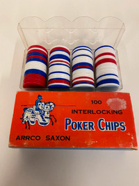 Vintage Arrco Saxon 100 Interlocking Poker Chips