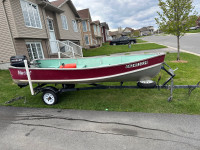 2009 naden 14 deep and wide with 20hp evinrude and trailer