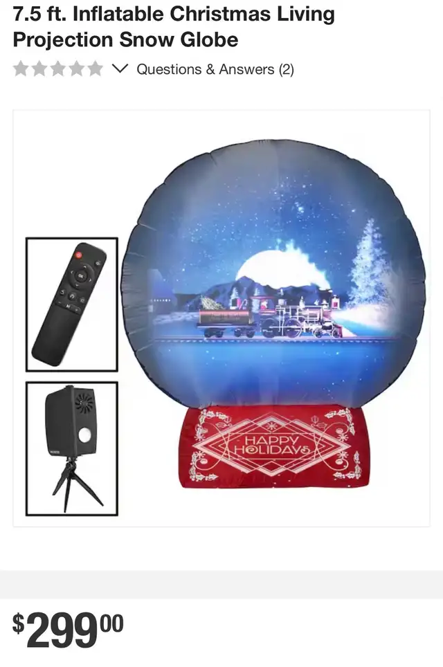  7ft inflatable Christmas projector snow globe 