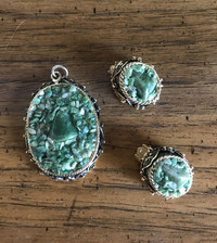 Jade earring and Pendant Vintage 1930's BC