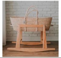 Must Be Baby wicker Moses basket + stand + mattress + sheet
