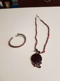 Beautiful Deep Red Necklace and Bracelet Set