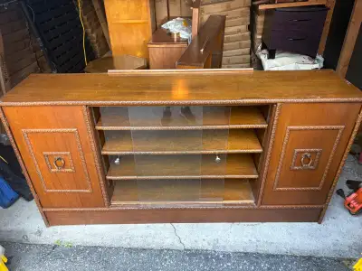 Free delivery used Vintage Wooden dresser  with Glass Doors, View more