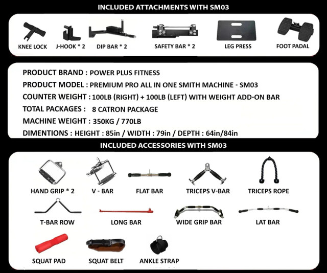 PREMIUM PRO ALL IN ONE SMITH MACHINE SM03 Tecumseh Exercise