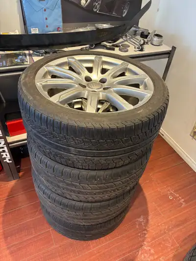 Audi 18 inch rims with tires 3 tires good 1 will need to be replaced Bolt pattern 5x112