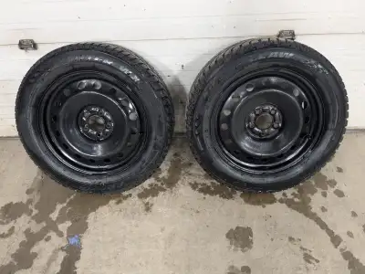 2 tires and rims. Tire tread measures 5mm and 5.6mm Artic Claw snows. 18 inch rims 5x115 bolt patter...