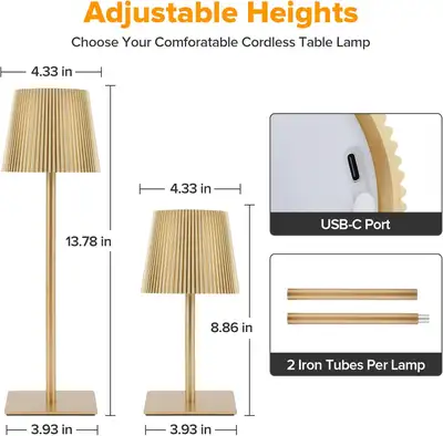 LUTEC 4-Pack Cordless Desk Lamp, 6000mAh Rechargeable, Touch Con, View more