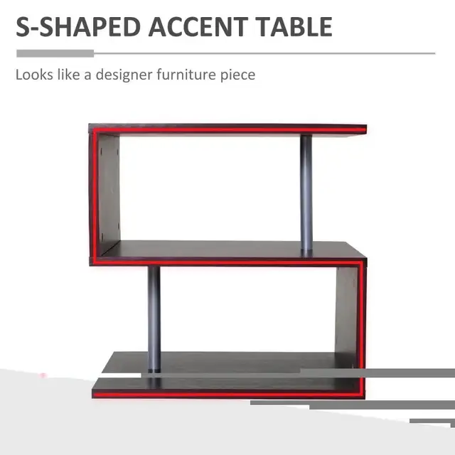  Wooden S Shape End Table 3 Tier Storage Shelves Organizer Livin in Bookcases & Shelving Units in Markham / York Region - Image 6