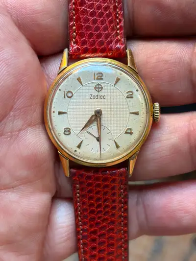 vintage ZODIAC dress watch gold plated watch $400, View more