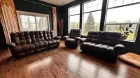 Genuine leather 3 piece couch set