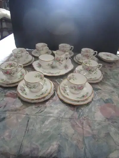 Roslyn MOSS ROSE fine bone china Tea Set for 6, View more