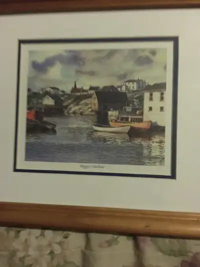 Framed coloured print Peggys Harbour, View more