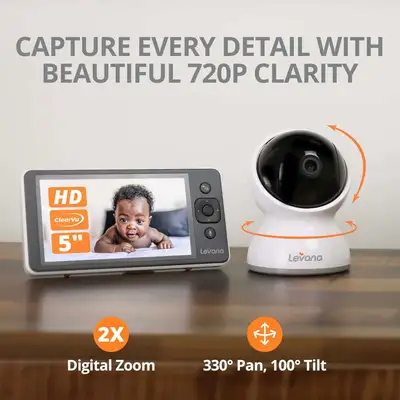 Ensure peace of mind with the Levana Ella 720P Baby Monitor (Model LVEL1C), designed to keep you con...