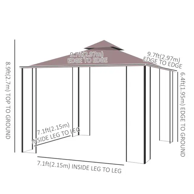 Coffee patio 10'x10' Garden Gazebo Canopy Portable Party  in Patio & Garden Furniture in Markham / York Region - Image 5