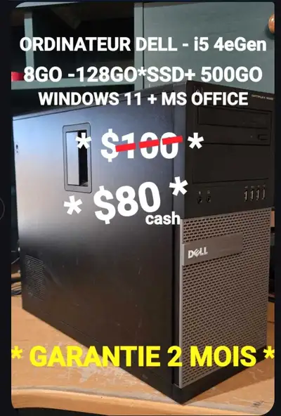 ORDINATEUR DELL - i5 4eGen- 8GO- 128GO+250GO, View more