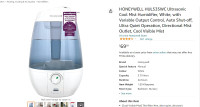 Honeywell Cool Mist Humidifier - Filter Free - 4.5 L