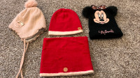 EUC 3 winter hats and a neck warmer 3-4 Y