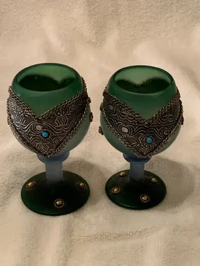 Pewter and glass goblets, View more