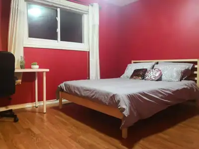 Large bedroom for single male tenant with all furniture. Shared bathroom with 2 guys. Shared kitchen...