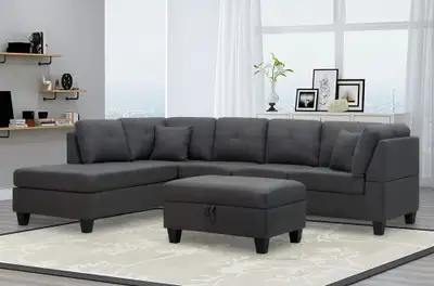 Brand New Reversible Sectional on Sale for $999 Last One! Chaise Can Go on Either Side Charcoal Line...