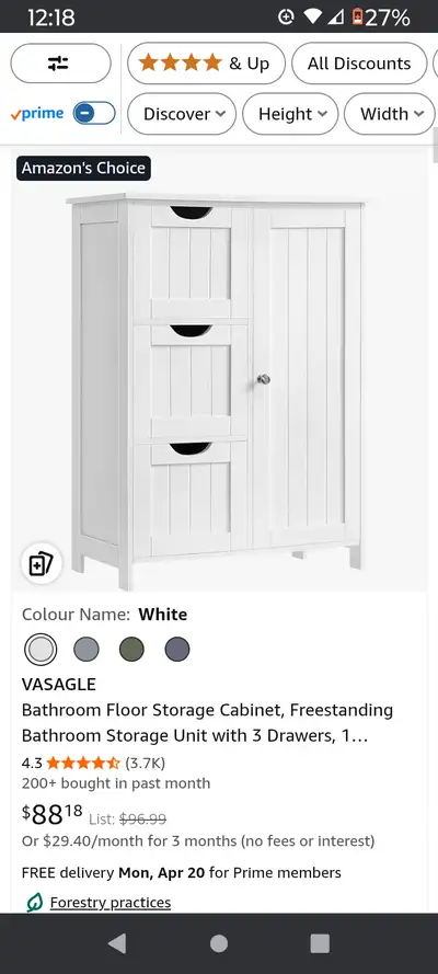 White cabinet, View more