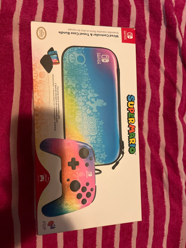 Supermario wired controller & travel case bundle  in Nintendo Switch in Cambridge
