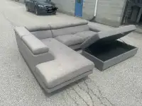 FREE DELIVERY• GREY UNIQUE SECTIONAL COUCH / SOFA SET w/ OTTOMAN