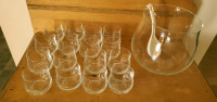 16 Diana 6 oz Bohemian glasses & matching bowl used for punch.