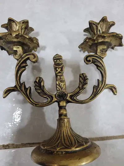 ANTIQUE BRASS CANDLE HOLDER. BRASS CANDELABRA. CANDLE HOLDERS, View more