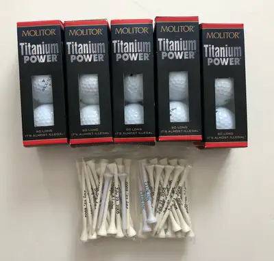 Golf balls and tees, View more