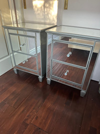 Glass/ mirror end tables 