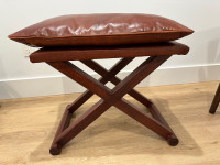 Leather and wood ottoman from Morocco 