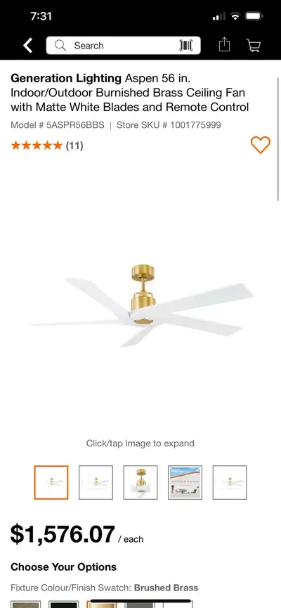 Generation Lighting Aspen 56 in. Indoor/Outdoor Burnished Brass, View more