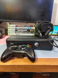 Xbox 360 slim (250gb) with controller and games