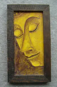 peinture bouddha sur tuile céramique -- encadré