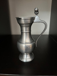 Vintage Pewter Lidded Syrup Pitcher with Acorn Finnial