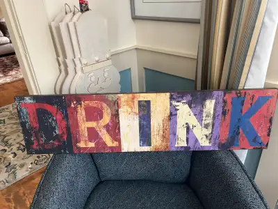 Large DRINK sign! So there is not confusion lol. Perfect for the bar, cottage, garage party area. Ab...