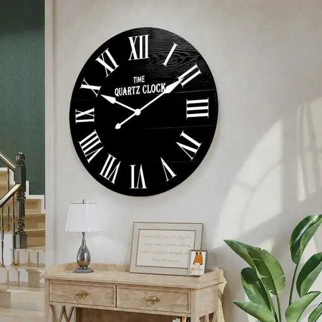 35.5” Farmhouse Large Shiplap Round Wall Clock with Roman in Home Décor & Accents in Markham / York Region - Image 9
